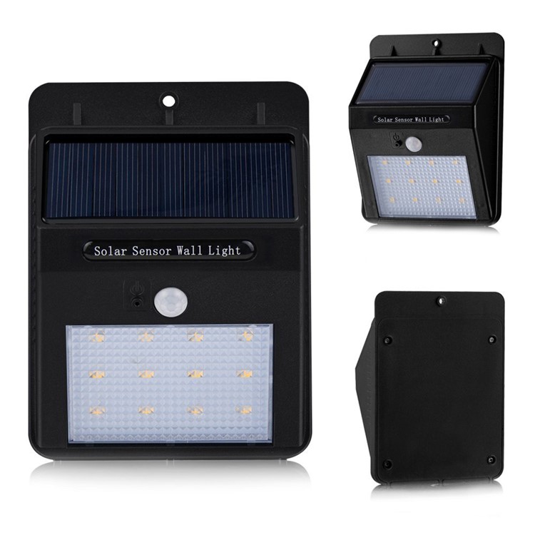 Outdoor Solar Motion Sensor Wall Light 12-LED IP65 Waterproof - White Light-14
