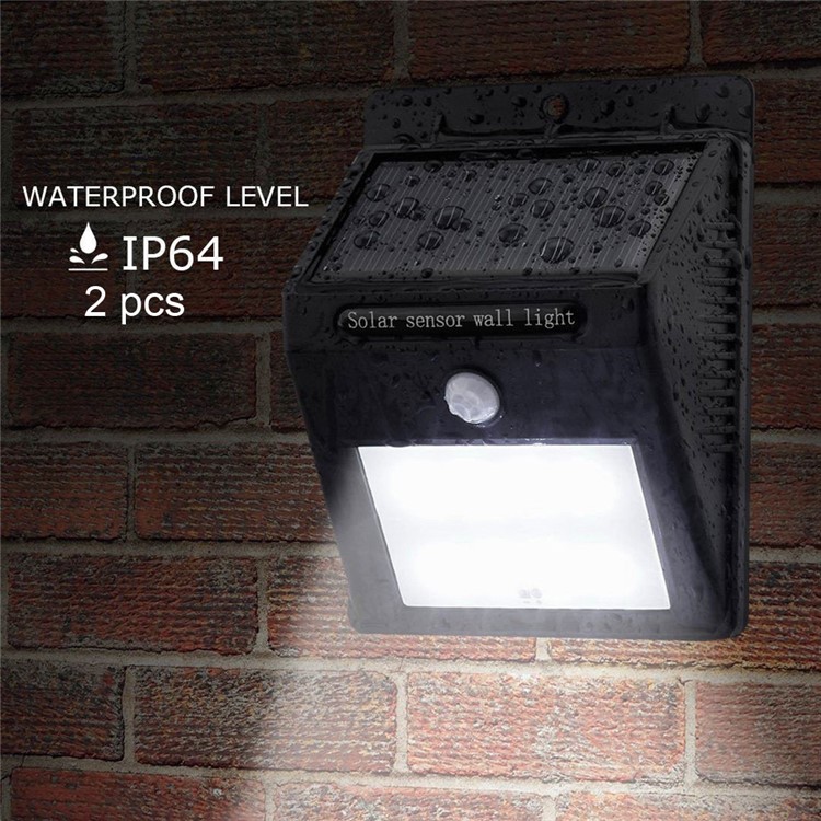 2 PCS Solar Powered 12-LED Outdoor Wall Light PIR Motion Detection Sensor Waterproof Lamp-1