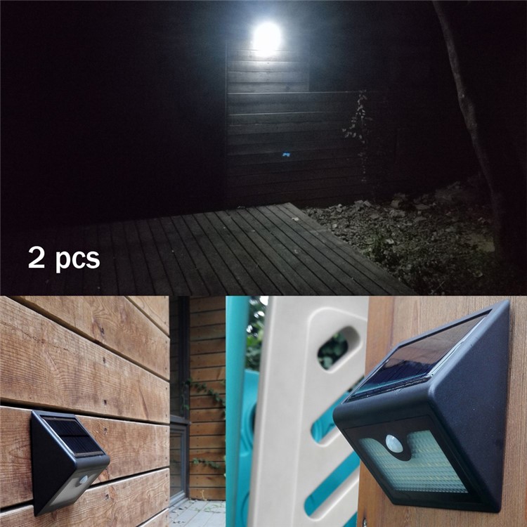 2Pcs/Set Outdoor Solar Powered Wall Light 28 LEDs Lighting PIR Human Motion Sensor Waterproof Dimmable Lamp-1