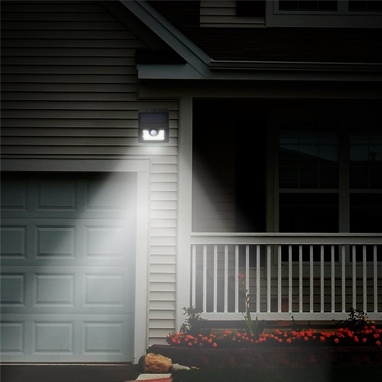 2Pcs/Set Outdoor Solar Powered Wall Light 28 LEDs Lighting PIR Human Motion Sensor Waterproof Dimmable Lamp-3