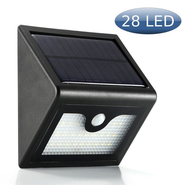 2Pcs/Set Outdoor Solar Powered Wall Light 28 LEDs Lighting PIR Human Motion Sensor Waterproof Dimmable Lamp-6