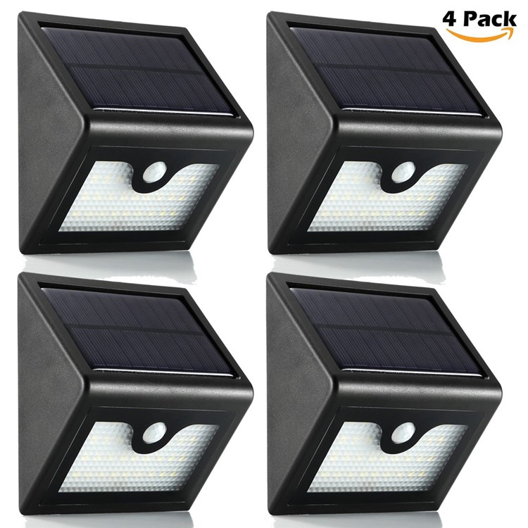 2Pcs/Set Outdoor Solar Powered Wall Light 28 LEDs Lighting PIR Human Motion Sensor Waterproof Dimmable Lamp-8
