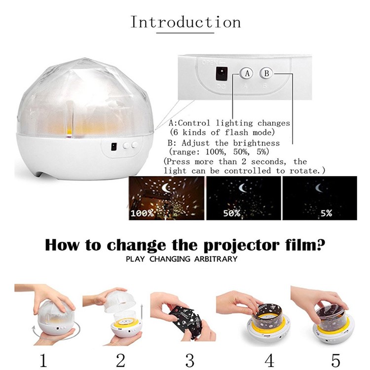 Magic Rotatable Projection Light Smart 3 Modes Dimmable Romantic Night Lamp - Blue-2