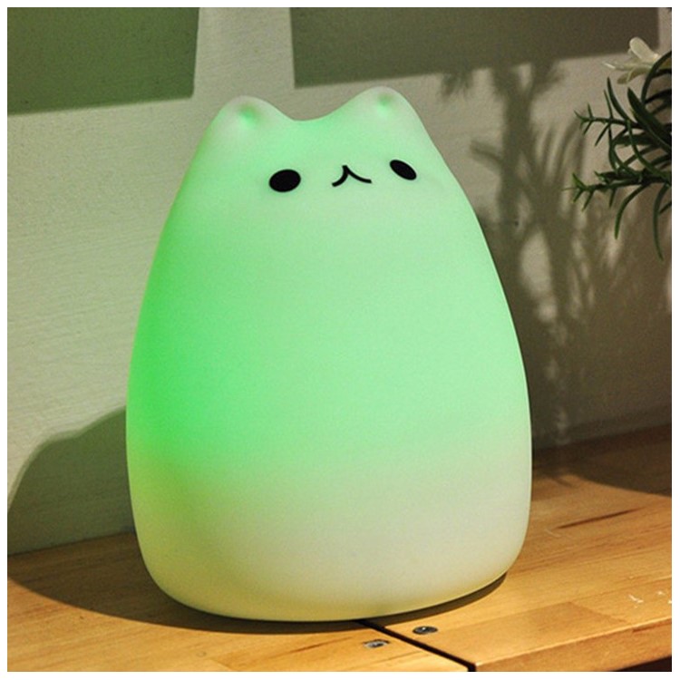 Lovely Kitten 7-Color Silicone LED Night Mood Light Tap Control Beside Lamp-5