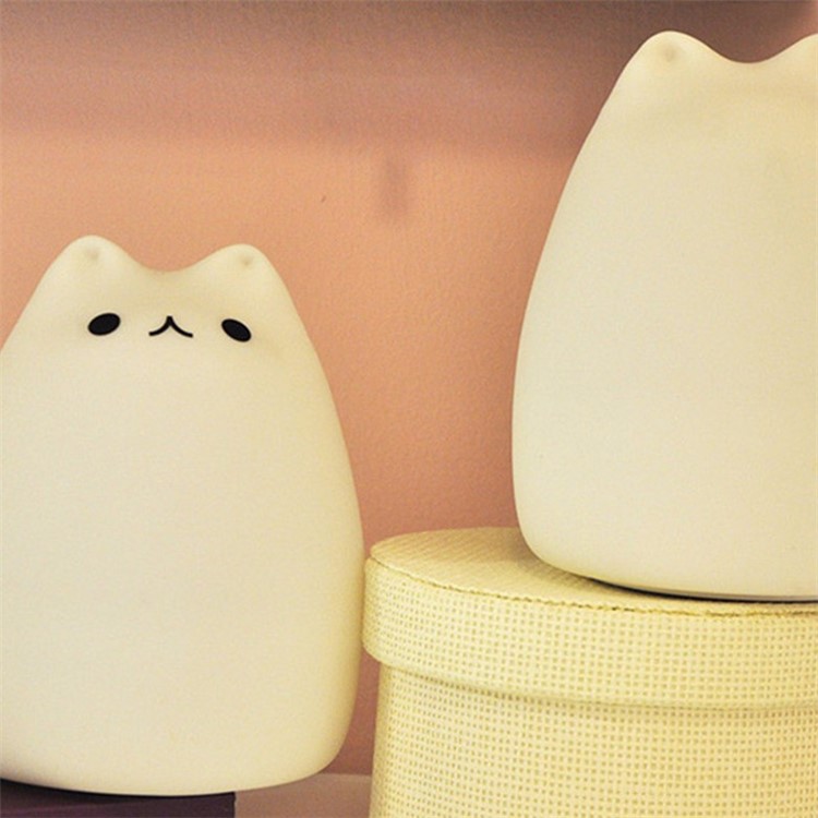 Lovely Kitten 7-Color Silicone LED Night Mood Light Tap Control Beside Lamp-7