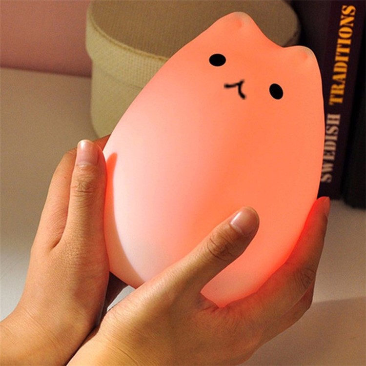 Lovely Kitten 7-Color Silicone LED Night Mood Light Tap Control Beside Lamp-8
