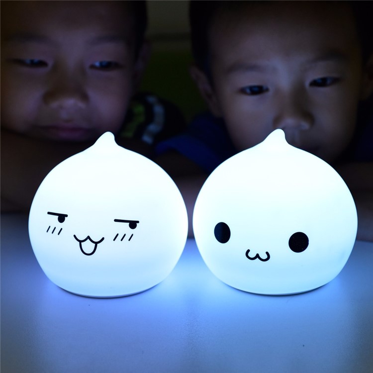 7-Color LED Mood Night Light Silicone Tap Control Beside Table Lamp - Laugh Icon-10