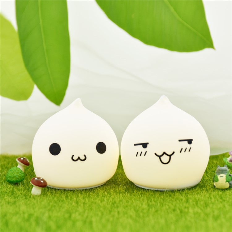 7-Color LED Mood Night Light Silicone Tap Control Beside Table Lamp - Laugh Icon-11