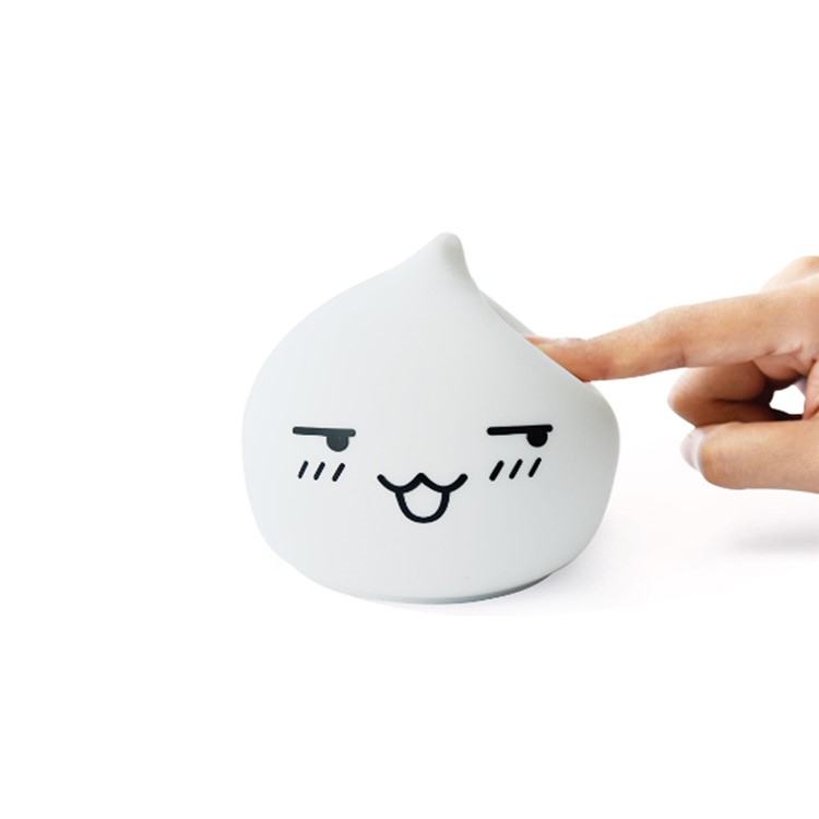 7-Color LED Mood Night Light Silicone Tap Control Beside Table Lamp - Laugh Icon-3