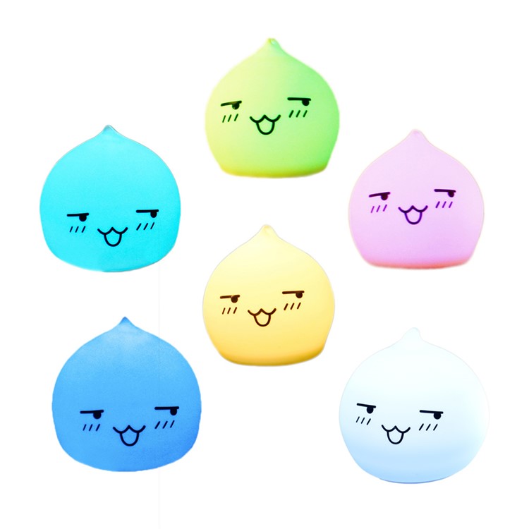 7-Color LED Mood Night Light Silicone Tap Control Beside Table Lamp - Laugh Icon-5