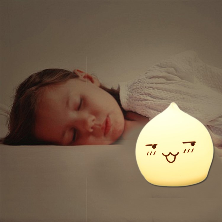7-Color LED Mood Night Light Silicone Tap Control Beside Table Lamp - Laugh Icon-6