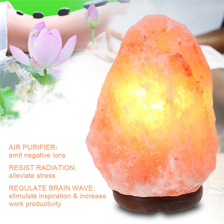 Himalayan Glow Hand Carved Natural Crystal Salt Lamp With Himalayan Glow Hand Carved Natural Crystal Salt Lamp With Solid Wood Base Eu Plug