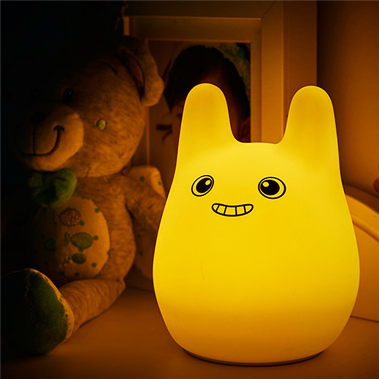 Cute Rabbit Silicone LED Mood Night Light 7-Color Changing USB Beside Lamp-1