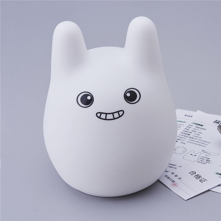 Cute Rabbit Silicone LED Mood Night Light 7-Color Changing USB Beside Lamp-4