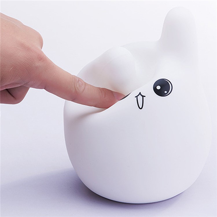Cute Rabbit Silicone LED Mood Night Light 7-Color Changing USB Beside Lamp-5
