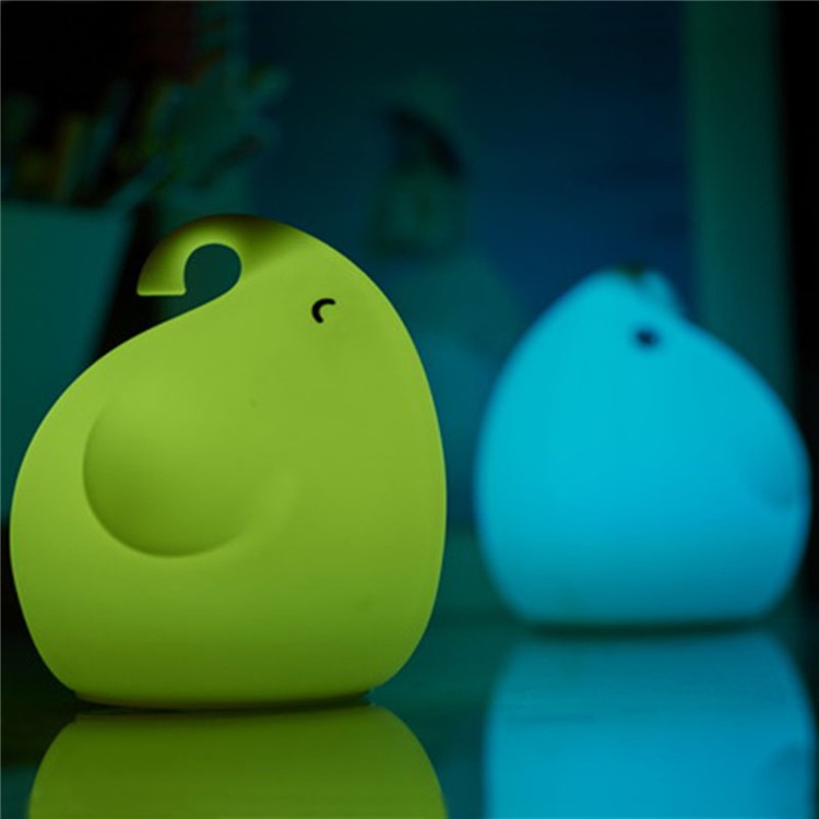 Cute Elephant Silicone LED Night Light 7-Color Rechargeable Beside Mood Lamp-2