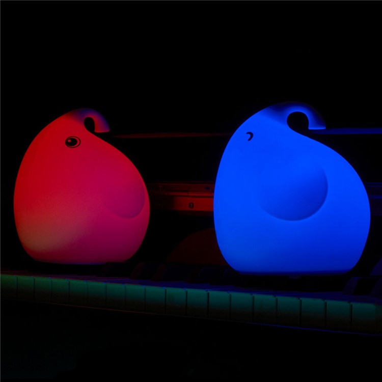 Cute Elephant Silicone LED Night Light 7-Color Rechargeable Beside Mood Lamp-3
