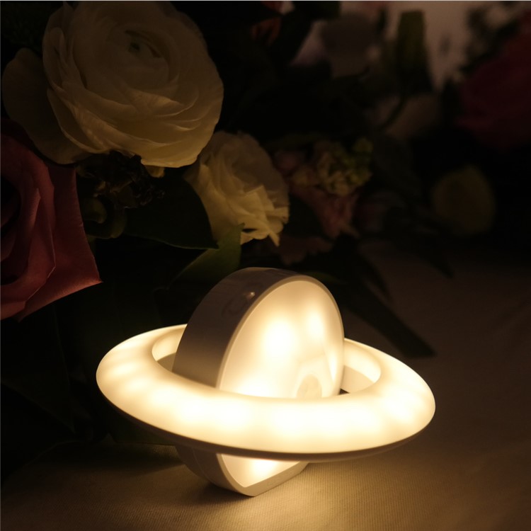 360 Degree Rotation UFO Shape USB Rechargeable LED Night Lamp Light - Warm White-1