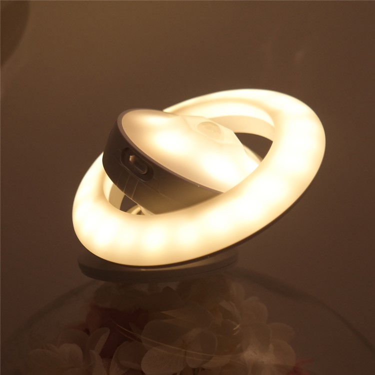 360 Degree Rotation UFO Shape USB Rechargeable LED Night Lamp Light - Warm White-2