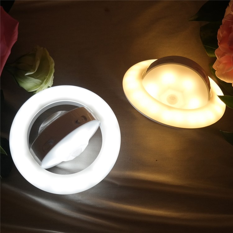 360 Degree Rotation UFO Shape USB Rechargeable LED Night Lamp Light - Warm White-3