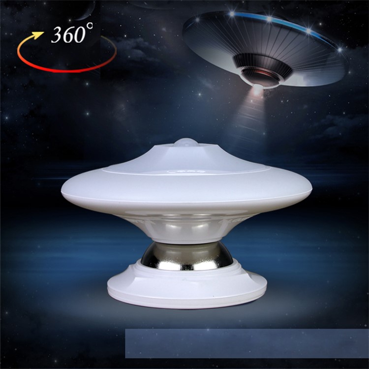 360 Degree Rotation UFO Shape USB Rechargeable LED Night Lamp Light - Warm White-4