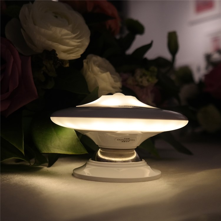 360 Degree Rotation UFO Shape USB Rechargeable LED Night Lamp Light - Warm White-5