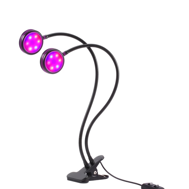 12W Double Head Gooseneck Round LED Plant Grow Light - EU Plug-1