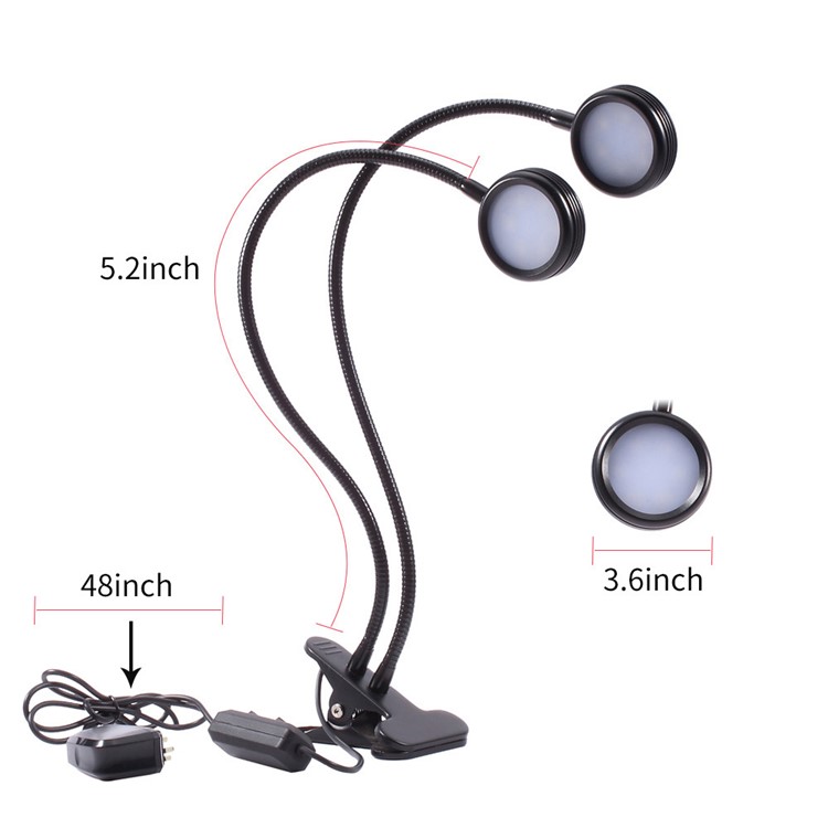 12W Double Head Gooseneck Round LED Plant Grow Light - EU Plug-5