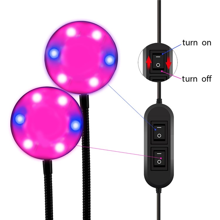 12W Double Head Gooseneck Round LED Plant Grow Light - EU Plug-9