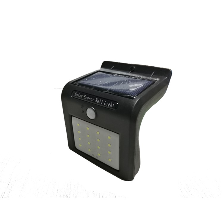 16 LED Solar Energy Light Sensor and PIR Sensor Light Outdoor Waterproof LED Wall Light - Black-2