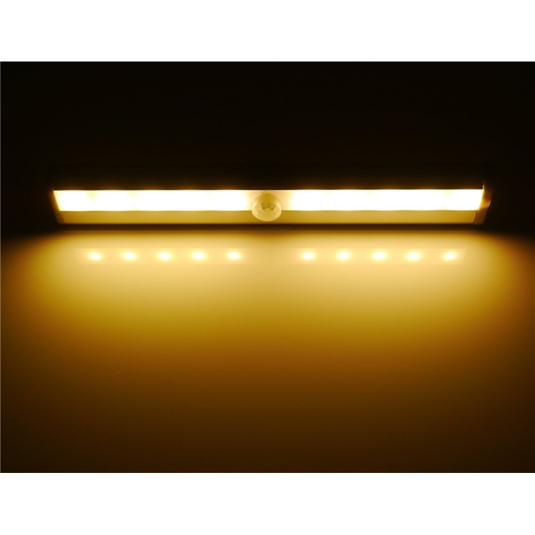10 LEDs PIR Motion Sensor Cabinet Light Battery Powered Night Light - White / White Light-13
