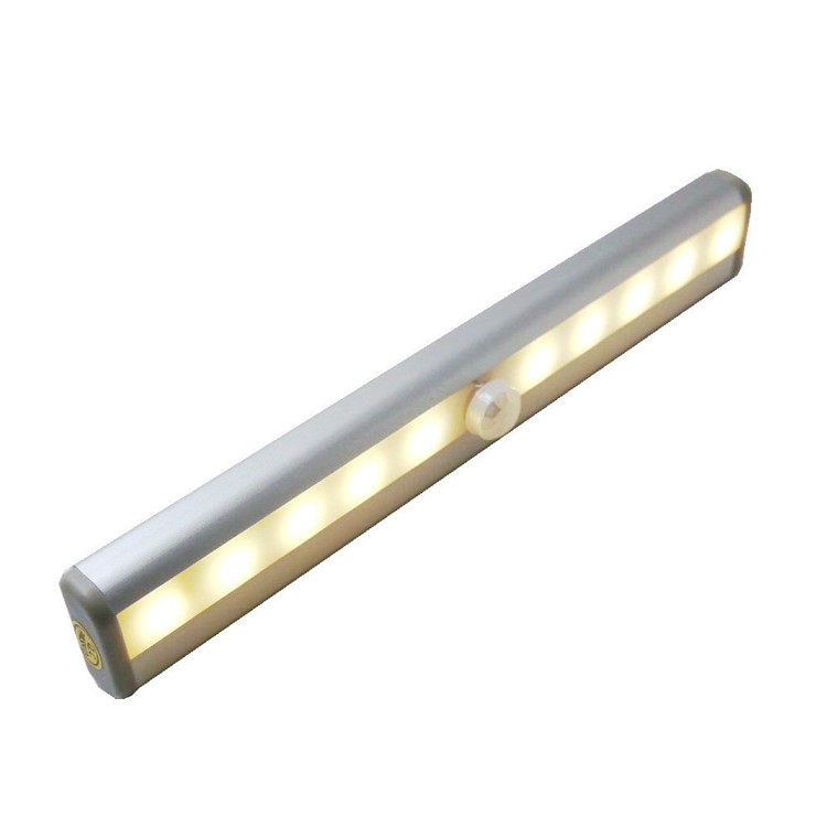 10 LEDs PIR Motion Sensor Cabinet Light Battery Powered Night Light - White / White Light-2