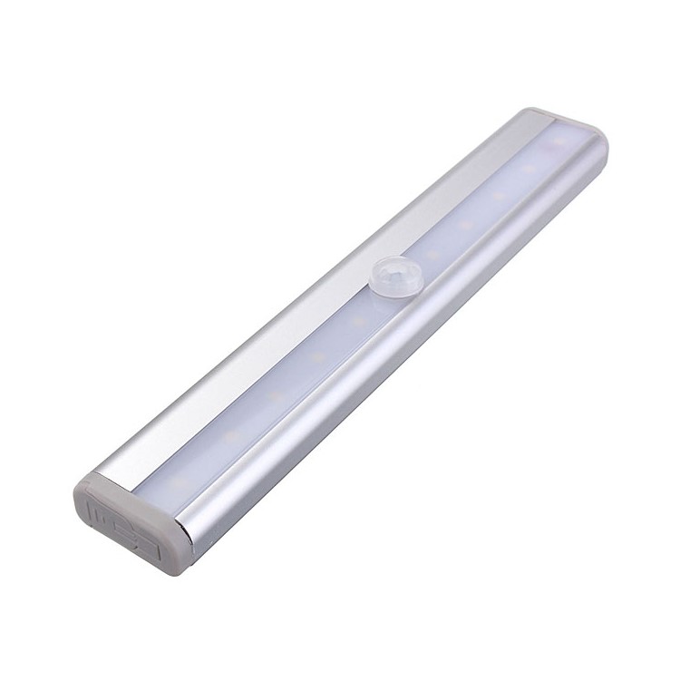 10 LEDs PIR Motion Sensor Cabinet Light Battery Powered Night Light - White / White Light-21