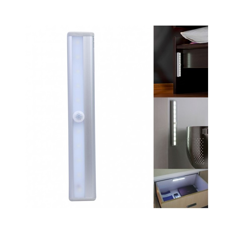 10 LEDs PIR Motion Sensor Cabinet Light Battery Powered Night Light - White / White Light-27