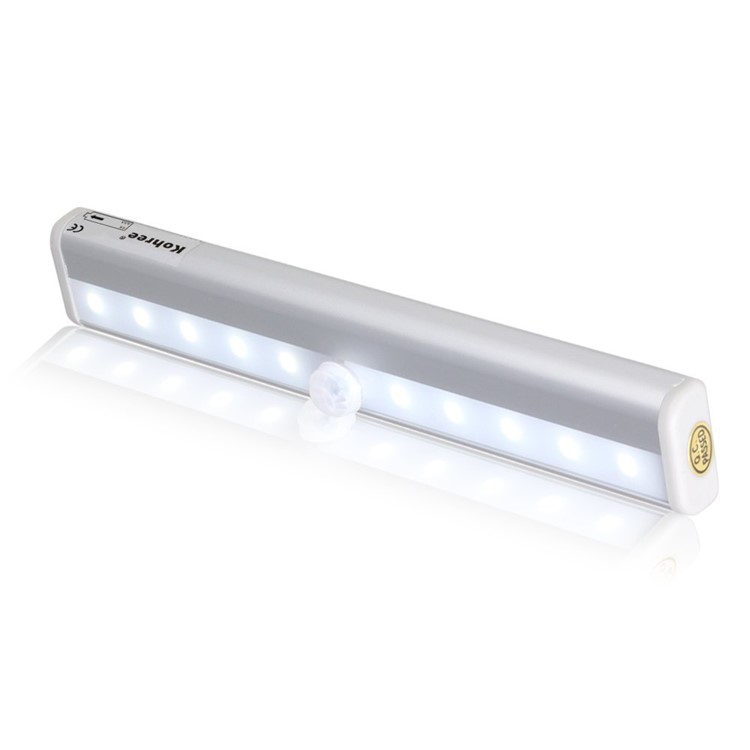 10 LEDs PIR Motion Sensor Cabinet Light Battery Powered Night Light - White / White Light-4