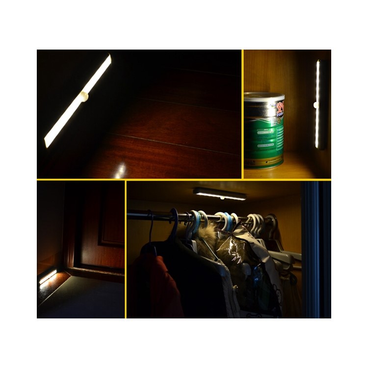 10 LEDs PIR Motion Sensor Cabinet Light Battery Powered Night Light - White / White Light-49