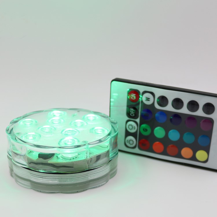 Remote Controller Submersible LED Light Multi-color Changing Waterproof 10-LED Night Light-10