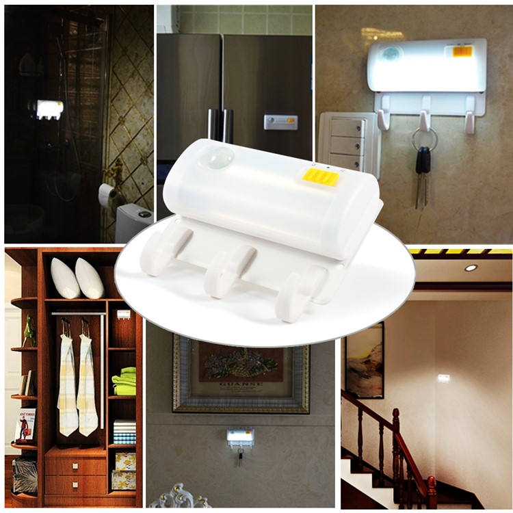 Magnetic Suction Human Body Infrared Sensor Light + Wall Mount Hook 2-in-1 Design - White Light-1