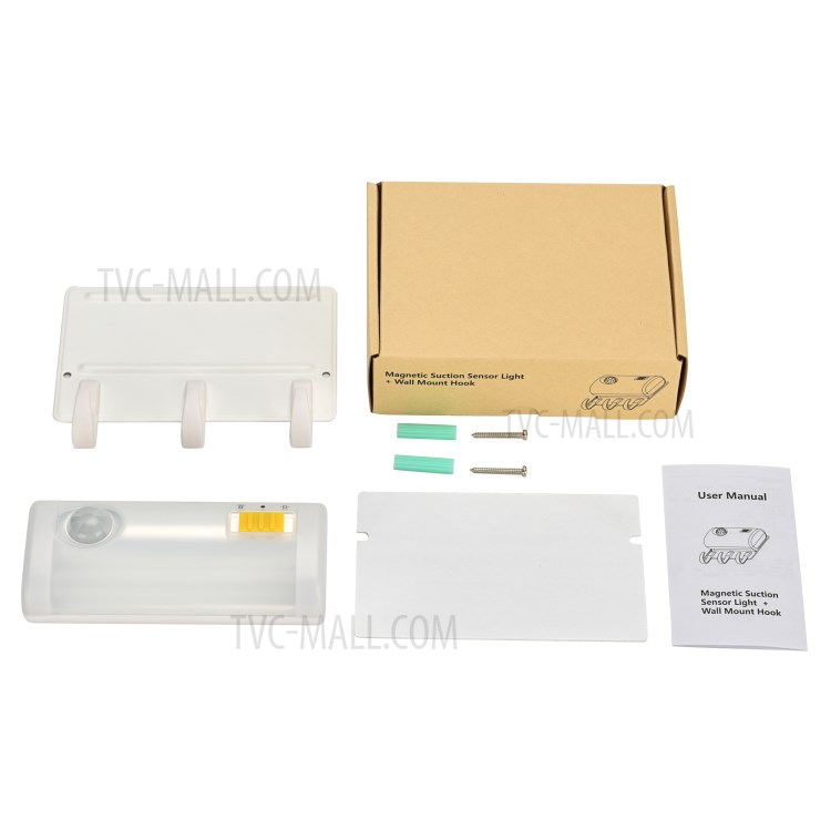 Magnetic Suction Human Body Infrared Sensor Light + Wall Mount Hook 2-in-1 Design - White Light-11