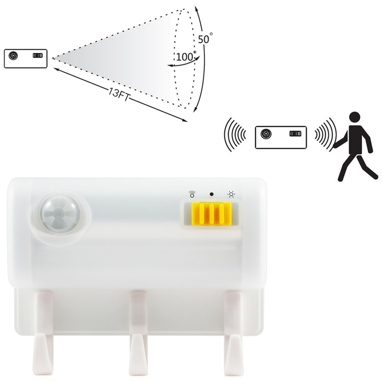 Magnetic Suction Human Body Infrared Sensor Light + Wall Mount Hook 2-in-1 Design - White Light-4