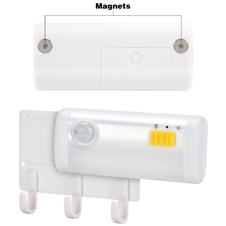 Magnetic Suction Human Body Infrared Sensor Light + Wall Mount Hook 2-in-1 Design - White Light-5
