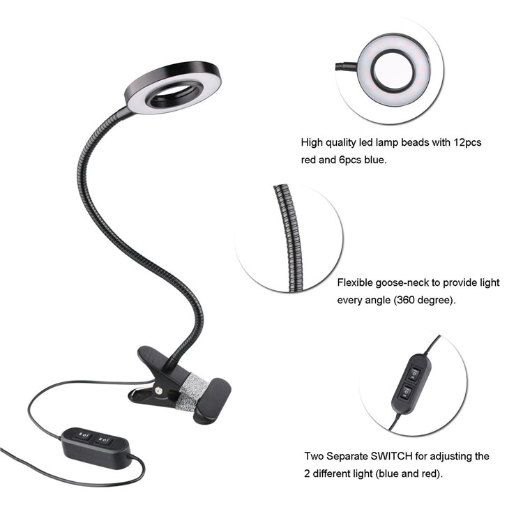 10W Dimmable LED Grow Light with 360 Degree Rotating Gooseneck and Clip for Indoor Plants-11