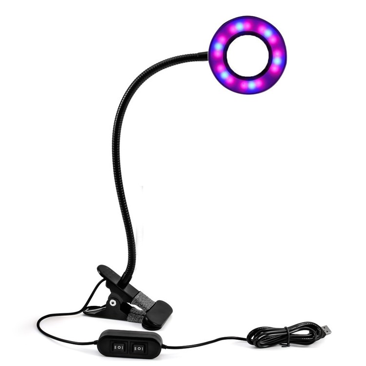 10W Dimmable LED Grow Light with 360 Degree Rotating Gooseneck and Clip for Indoor Plants-2