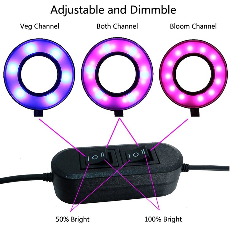 10W Dimmable LED Grow Light with 360 Degree Rotating Gooseneck and Clip for Indoor Plants-9