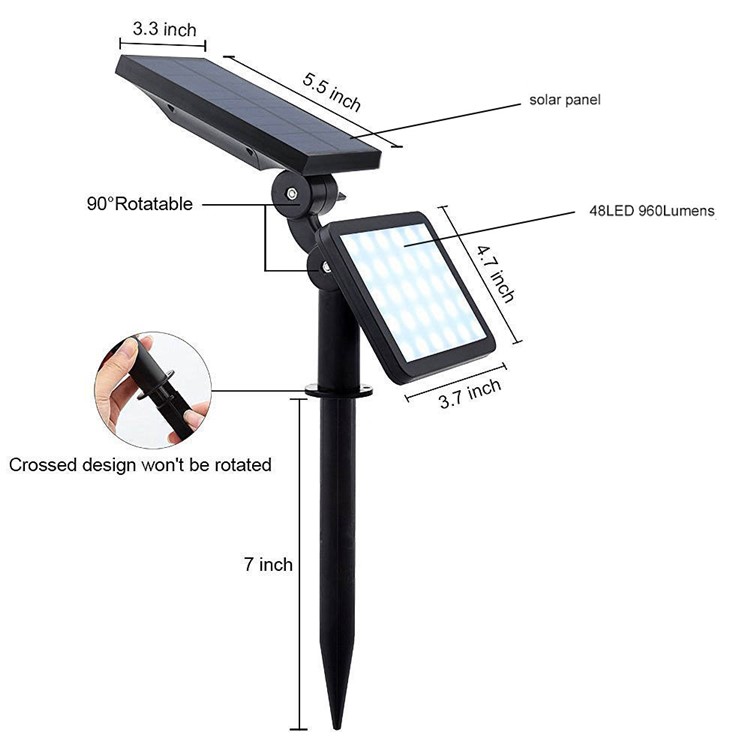 Outdoor Solar Power 48-LED Wall Spotlight Street Lamp LED Lawn Light-2