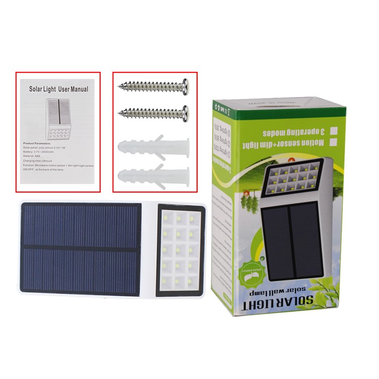 15-LED Outdoor Solar Powered Motion Sensor Light Waterproof Wall Lamp (SL-860) - Black-6