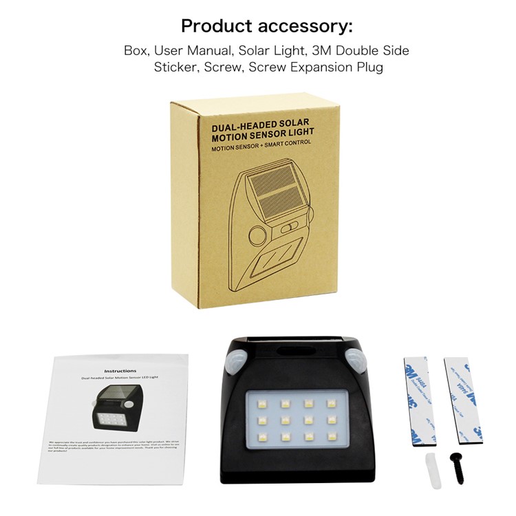 YL002-2A Solar Wall Light with Dual PIR Motion Sensors with 5 Lighting Modes and RGB Color Changing - Black-17