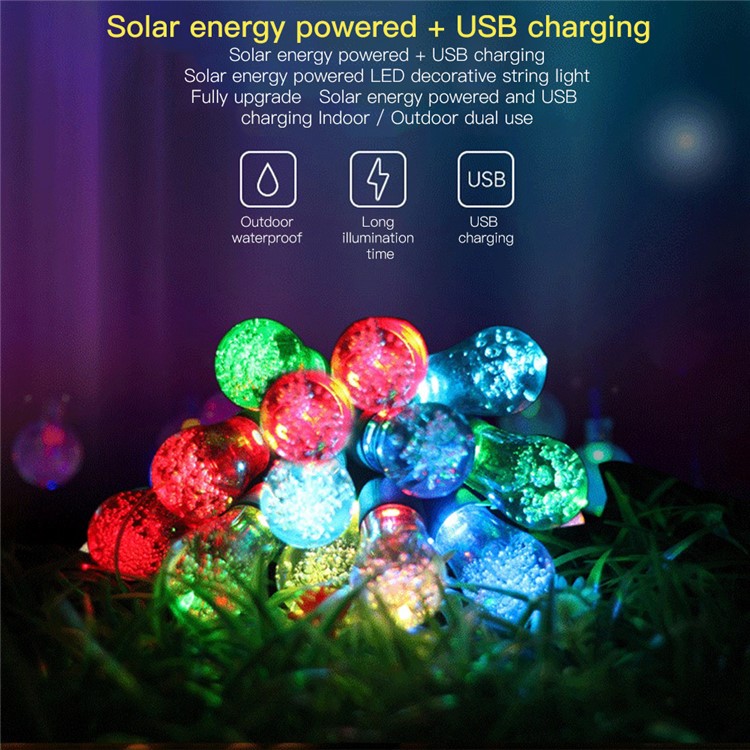 YL003-1A 12 Bulbs Outdoor Solar String Lights and 4.5M Extension Cord IP65 Weatherproof String Lights-13