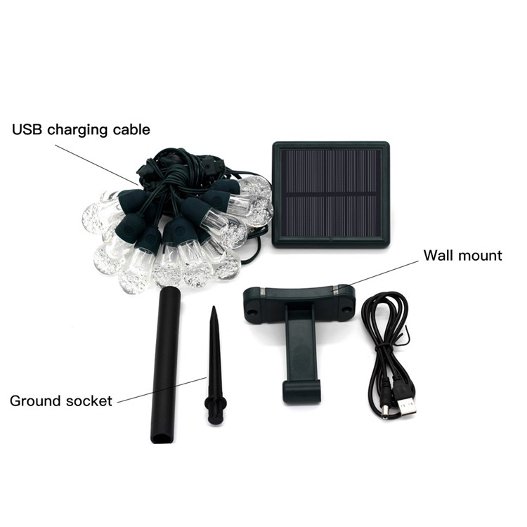 YL003-1A 12 Bulbs Outdoor Solar String Lights and 4.5M Extension Cord IP65 Weatherproof String Lights-2