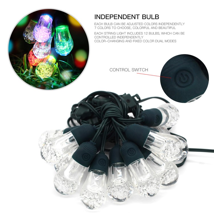 YL003-1A 12 Bulbs Outdoor Solar String Lights and 4.5M Extension Cord IP65 Weatherproof String Lights-5